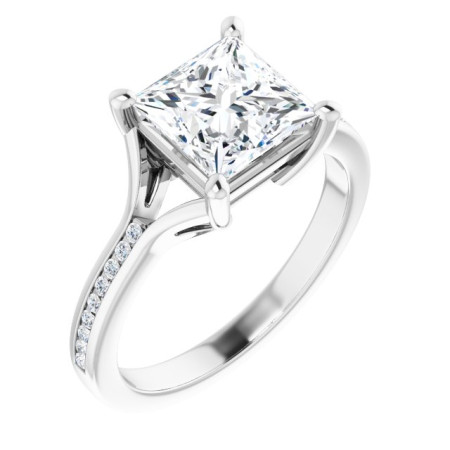 Collins Lab Grown Diamond Ring | 2 Carat Square Diamond Accented Engagement Ring in White color  ST194DLS