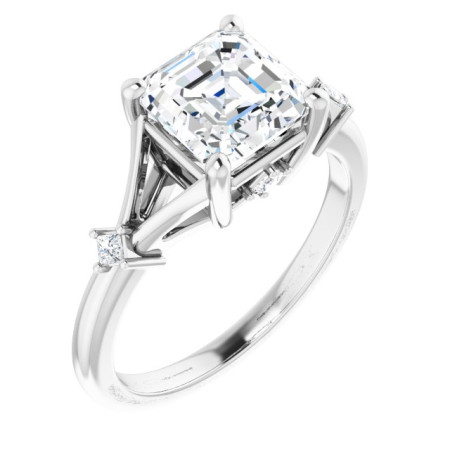 Dahlia Lab Grown Diamond Ring | 2 Carat Asscher Diamond Accented Engagement Ring ST212DLA