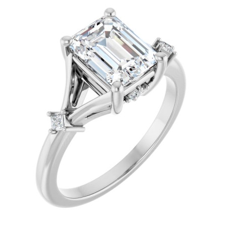 Dahlia Lab Grown Diamond Ring | 2 Carat Emerald Diamond Accented Engagement Ring ST212DLE