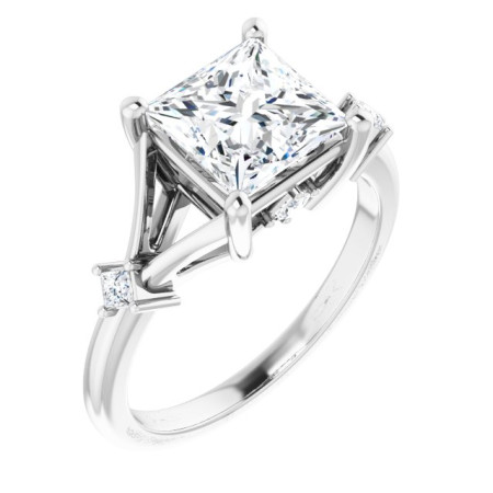 Dahlia Lab Grown Diamond Ring | 2 Carat Square Diamond Accented Engagement Ring ST212DLS