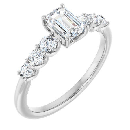 Daisy 0.5 Carat Emerald Diamond Accented Engagement Ring ST100DNE