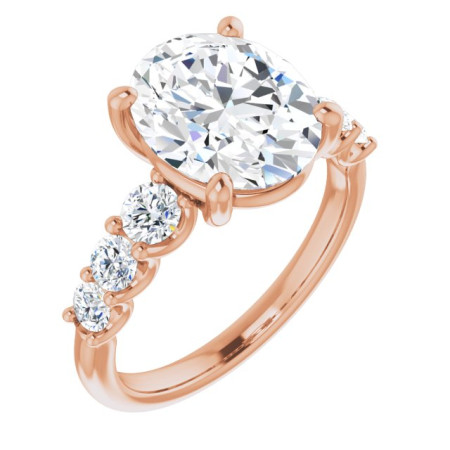 Daisy Lab Grown Diamond Ring | 4 Carat Oval Diamond Accented Engagement Ring in Rose color ST100DLO