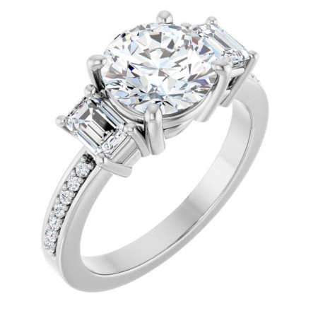 Daphne Lab Grown Diamond Ring | 2 Carat Round Diamond Three-Stone Engagement Ring ST211DLR