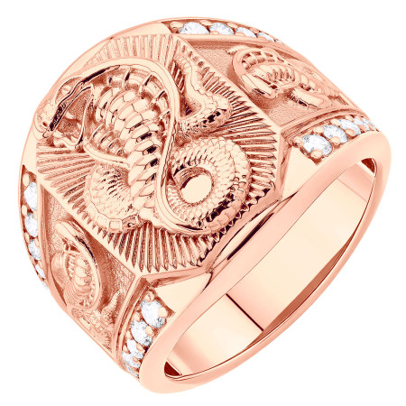 Designer 14K Gold Diamond Statement Ring for Men | Snake Ring | 0.5ct in Rose color HD0704