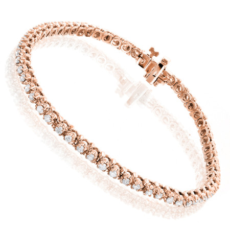 Women's Lab Grown Diamond Tennis Bracelet in Gold or Platinum in Rose color HD0001