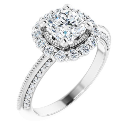 Diana 1 Carat Cushion Diamond Halo-Style Engagement Ring ST179DNC