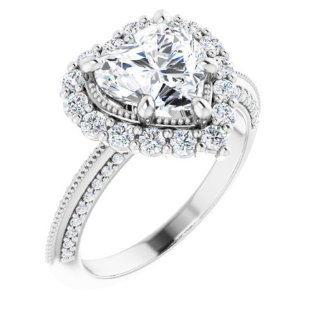 Diana Lab Grown Diamond Ring | 2 Carat Heart Diamond Halo-Style Engagement Ring ST179DLH