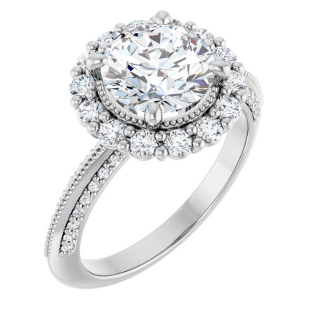 Diana Lab Grown Diamond Ring | 2 Carat Round Diamond Halo-Style Engagement Ring ST179DLR
