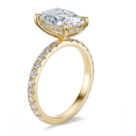 Custom 14k gold 6.5ct E VVS Lab Grown Low Profive Engagement Ring (front view) H00149