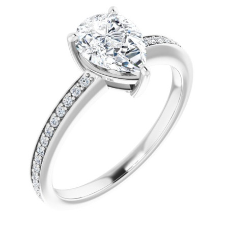 Eleanor 1.25 Carat Pear Diamond Accented Engagement Ring in White color  ST011DNP
