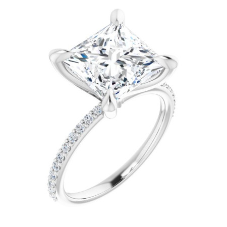 Eliana Lab Grown Diamond Ring | 4 Carat Square Diamond Accented Engagement Ring ST033DLS