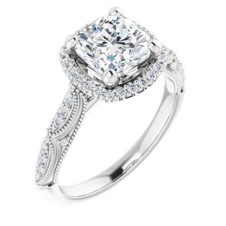Elise Lab Grown Diamond Ring | 2 Carat Cushion Diamond Halo-Style Engagement Ring ST199DLC