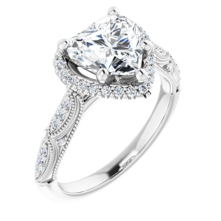 Elise Lab Grown Diamond Ring | 2 Carat Heart Diamond Halo-Style Engagement Ring ST199DLH