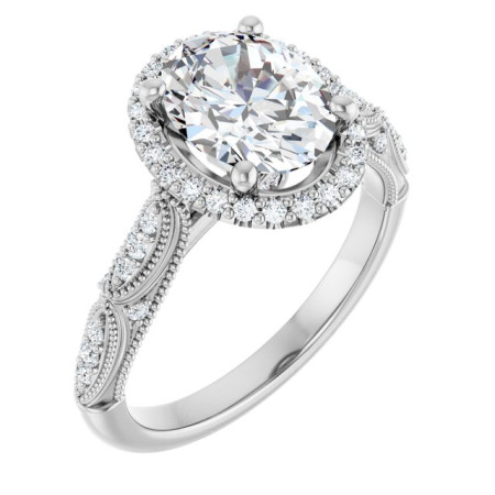 Elise Lab Grown Diamond Ring | 2 Carat Oval Diamond Halo-Style Engagement Ring ST199DLO