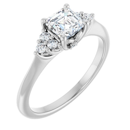 Eliza 0.75 Carat Asscher Diamond Accented Engagement Ring ST097DNA