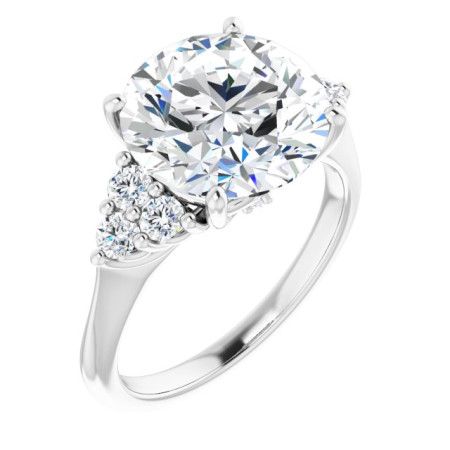 Eliza Lab Grown Diamond Ring | 5 Carat Round Diamond Accented Engagement Ring ST097DLR