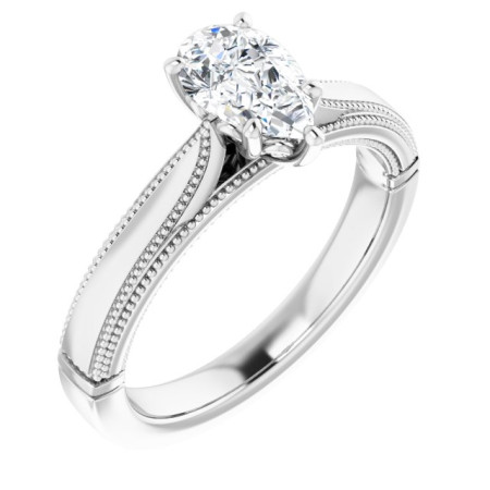 Ellie 1 Carat Pear Diamond Solitaire Engagement Ring in White color  ST025DNP