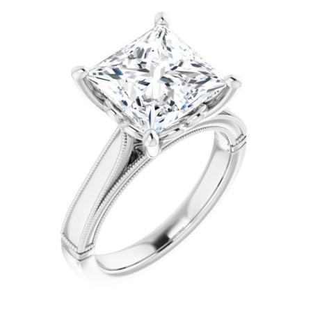 Ellie Lab Grown Diamond Ring | 4 Carat Square Diamond Solitaire Engagement Ring ST025DLS