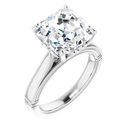Ellie Lab Grown Diamond Ring | 5 Carat Asscher Diamond Solitaire Engagement Ring ST025DLA