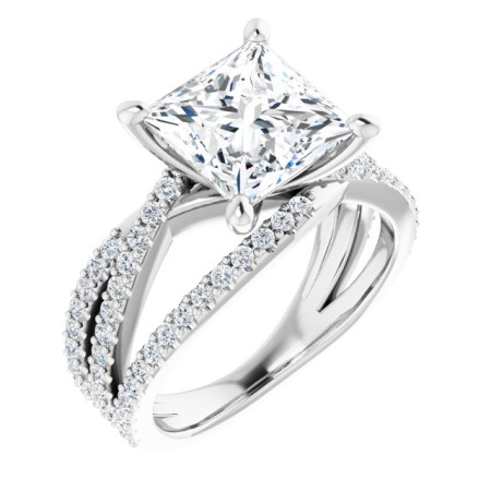 Eloise Lab Grown Diamond Ring | 3 Carat Square Diamond Accented Engagement Ring ST155DLS