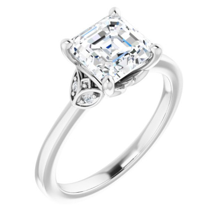 Elsie Lab Grown Diamond Ring | 2 Carat Asscher Diamond Accented Engagement Ring ST144DLA