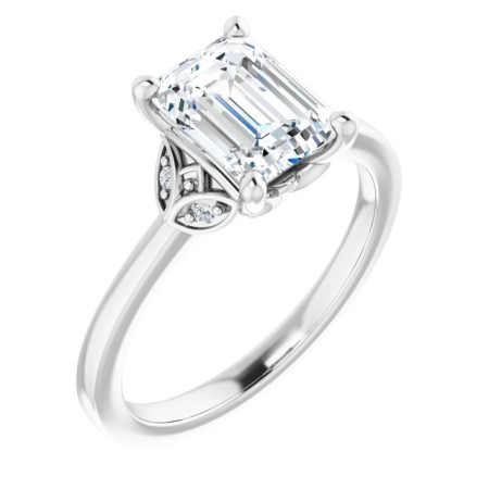 Elsie Lab Grown Diamond Ring | 2 Carat Emerald Diamond Accented Engagement Ring ST144DLE