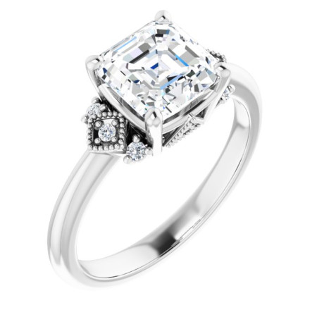 Emerson Lab Grown Diamond Ring | 2 Carat Asscher Diamond Accented Engagement Ring ST132DLA