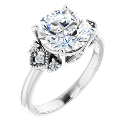 Emerson Lab Grown Diamond Ring | 3 Carat Round Diamond Accented Engagement Ring ST132DLR
