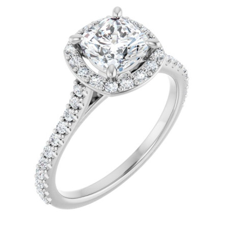 Emilia 1 Carat Cushion Diamond Halo-Style Engagement Ring in White color  ST036DNC