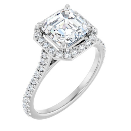 Emilia Lab Grown Diamond Ring | 2 Carat Asscher Diamond Halo-Style Engagement Ring ST036DLA