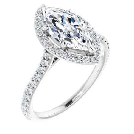 Emilia Lab Grown Diamond Ring | 2 Carat Marquise Diamond Halo-Style Engagement Ring ST036DLM