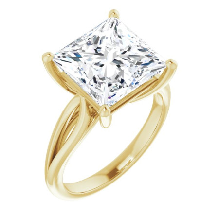Emily Lab Grown Diamond Ring | 6 Carat Square Diamond Solitaire Engagement Ring in Yellow color  ST012DLS