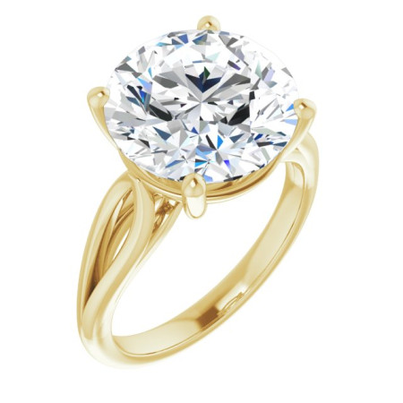 Emily Lab Grown Diamond Ring | 7 Carat Round Diamond Solitaire Engagement Ring in Yellow color  ST012DLR