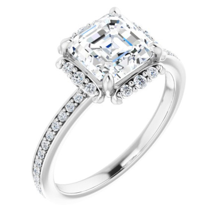 Emma Lab Grown Diamond Ring | 2 Carat Asscher Diamond Halo-Style Engagement Ring ST002DLA