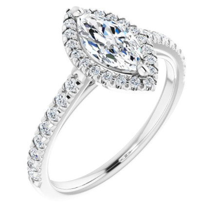 Esther 0.75 Carat Marquise Diamond French-Set Halo-Style Engagement Ring in White color  ST112DNM