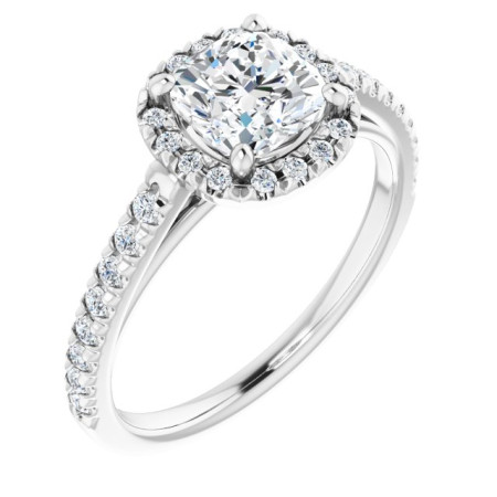 Esther 1 Carat Cushion Diamond French-Set Halo-Style Engagement Ring ST112DNC