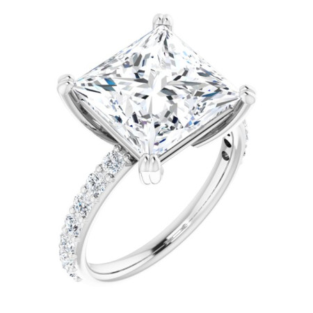 Evelyn Lab Grown Diamond Ring | 6 Carat Square Diamond Accented Engagement Ring ST006DLS