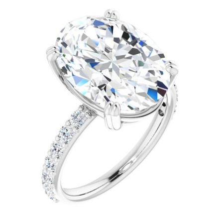 Evelyn Lab Grown Diamond Ring | 7 Carat Oval Diamond Accented Engagement Ring in White color  ST006DLO