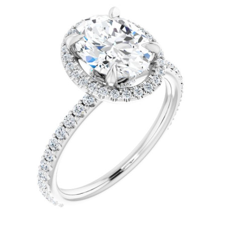 Everleigh Lab Grown Diamond Ring | 2 Carat Oval Diamond Halo-Style Engagement Ring ST068DLO