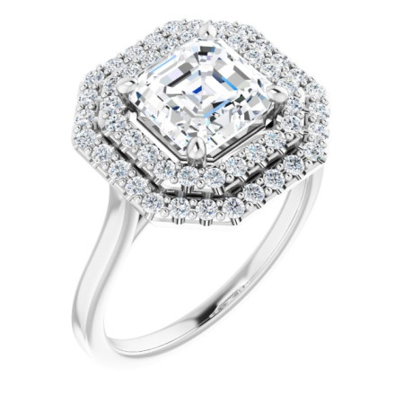 Everly Lab Grown Diamond Ring | 2 Carat Asscher Diamond Double Halo-Style Engagement Ring ST043DLA