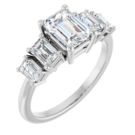 Evie 1 Carat Emerald Diamond Five-Stone Engagement Ring in White color  ST208DNE