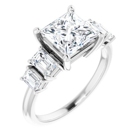 Evie Lab Grown Diamond Ring | 2 Carat Square Diamond Five-Stone Engagement Ring in White color  ST208DLS