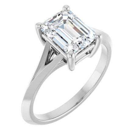 Finley Lab Grown Diamond Ring | 2 Carat Emerald Diamond Solitaire Engagement Ring ST174DLE