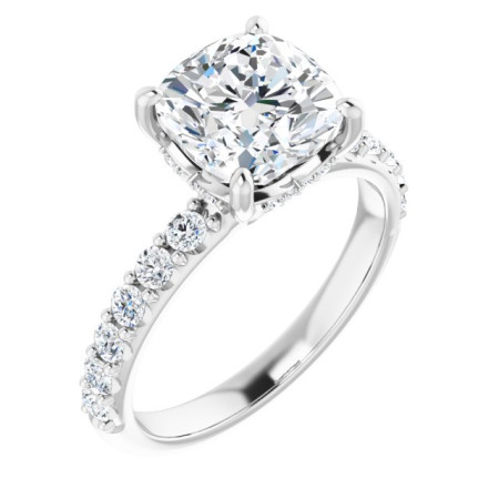 Freya Lab Grown Diamond Ring | 3 Carat Cushion Diamond Accented Engagement Ring ST104DLC