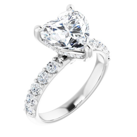 Freya Lab Grown Diamond Ring | 3 Carat Heart Diamond Accented Engagement Ring ST104DLH