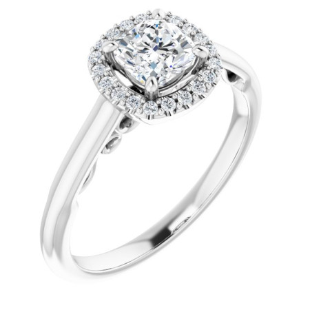 Gabriella 0.75 Carat Cushion Diamond Halo-Style Engagement Ring in White color  ST061DNC
