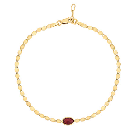 2.2mm Garnet Mirrored Chain Bracelet for Men & Women | 14K Yellow Gold | Lobster Clasp HD5100