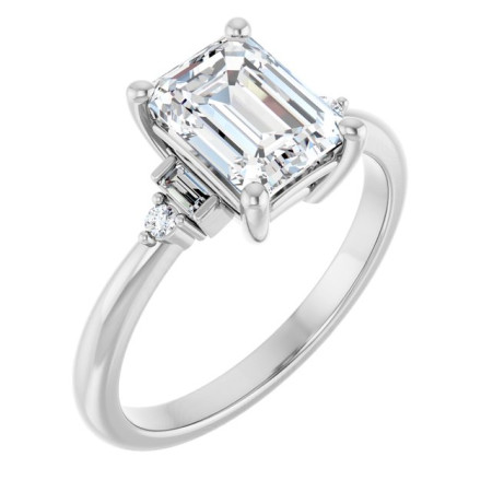 Gemma Lab Grown Diamond Ring | 2 Carat Emerald Diamond Accented Engagement Ring ST151DLE