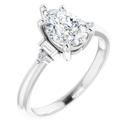 Gemma Lab Grown Diamond Ring | 2 Carat Pear Diamond Accented Engagement Ring ST151DLP