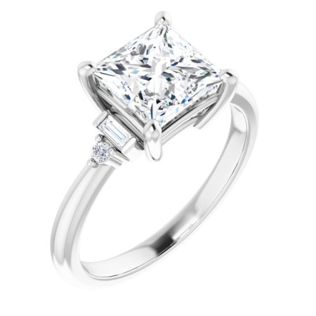 Gemma Lab Grown Diamond Ring | 2 Carat Square Diamond Accented Engagement Ring ST151DLS